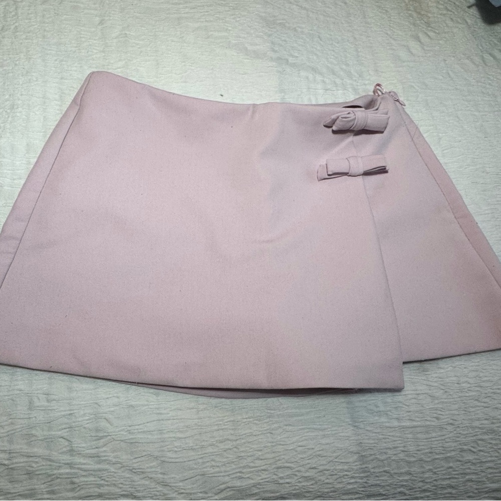 Zara Soft Pink Mini Skort with Bow Details